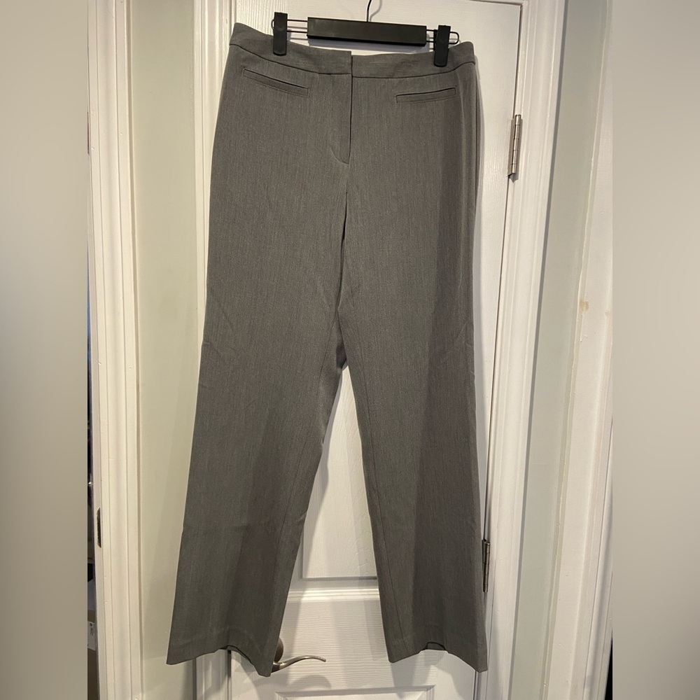 Liz Claiborne Size 8 Gray Audra Trouser Straight Leg Stretch Career Pants